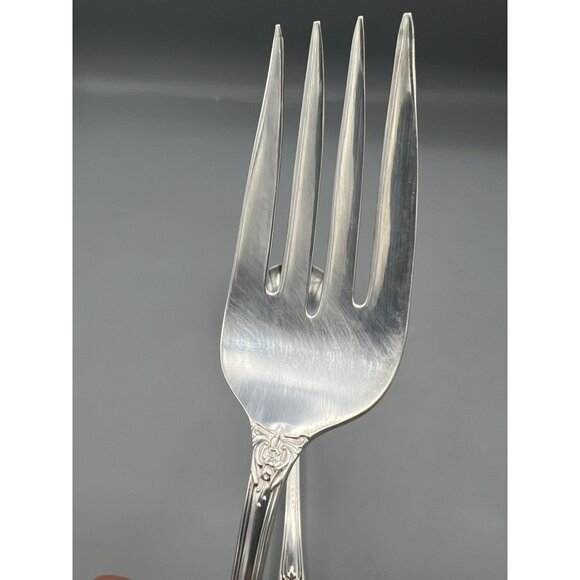 Wm Rogers GRAND ELEGANCE Silver-Plated Ornate Serving Spoon & Meat Fork Set VTG - Picture 12 of 13
